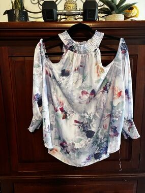 Torrid Lavender Floral Cold-Shoulder Blouse